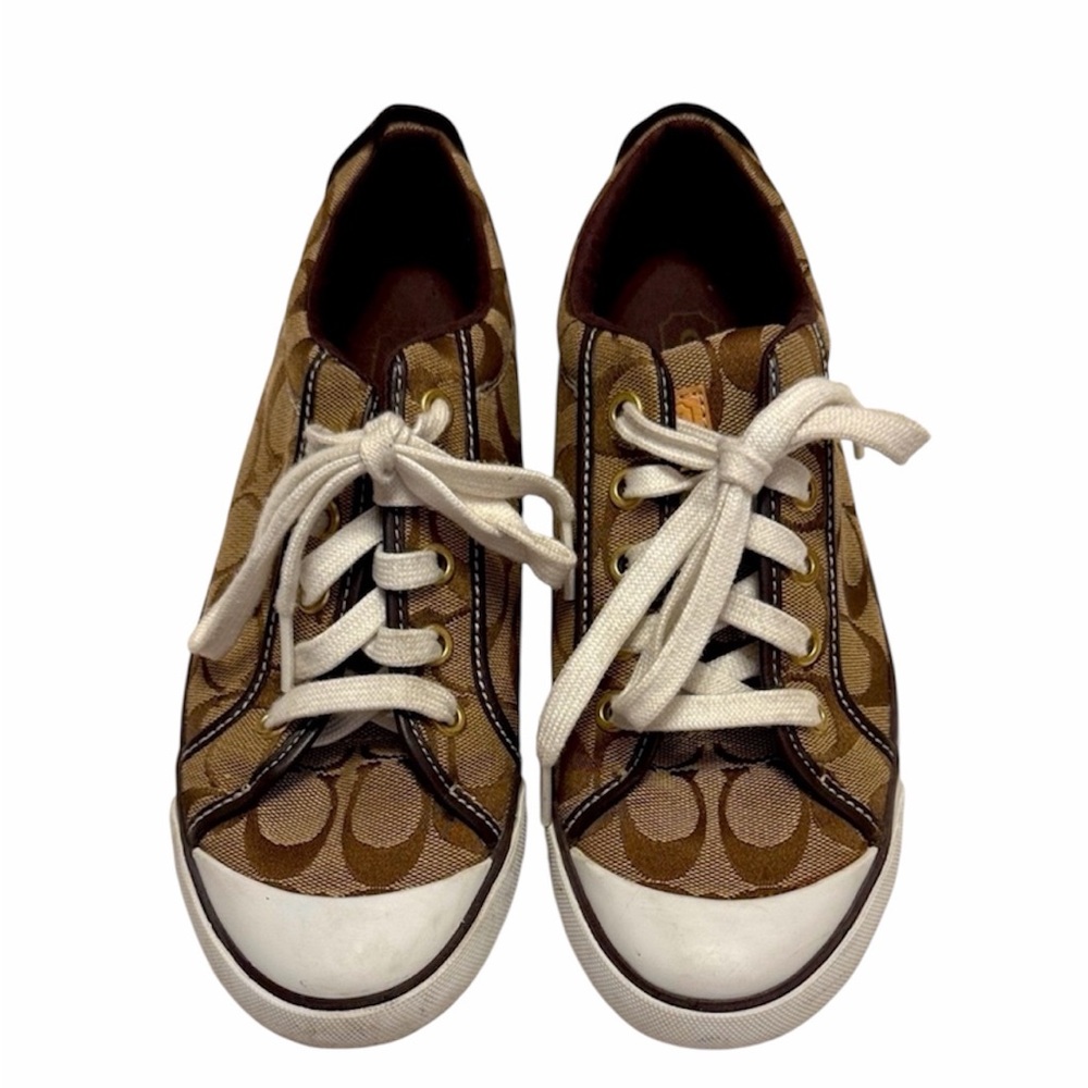 Coach Brown and White Logo Sneakers